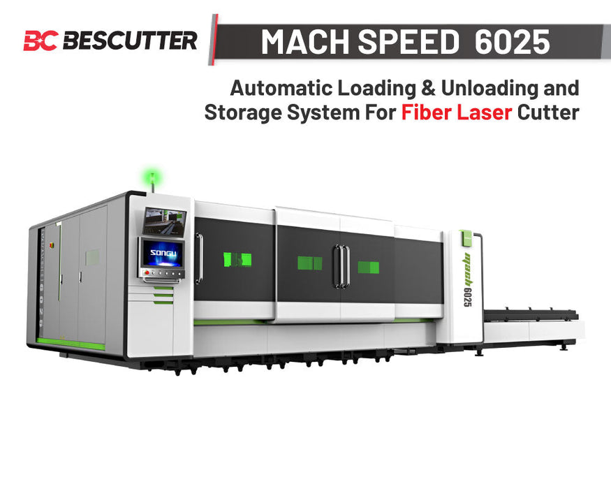 MACH SPEED 6025 20'x8.3' | 6000W -15000W IPG | Fiber Laser Cutter Fully Enclosed with Hydraulic Shuttle Table