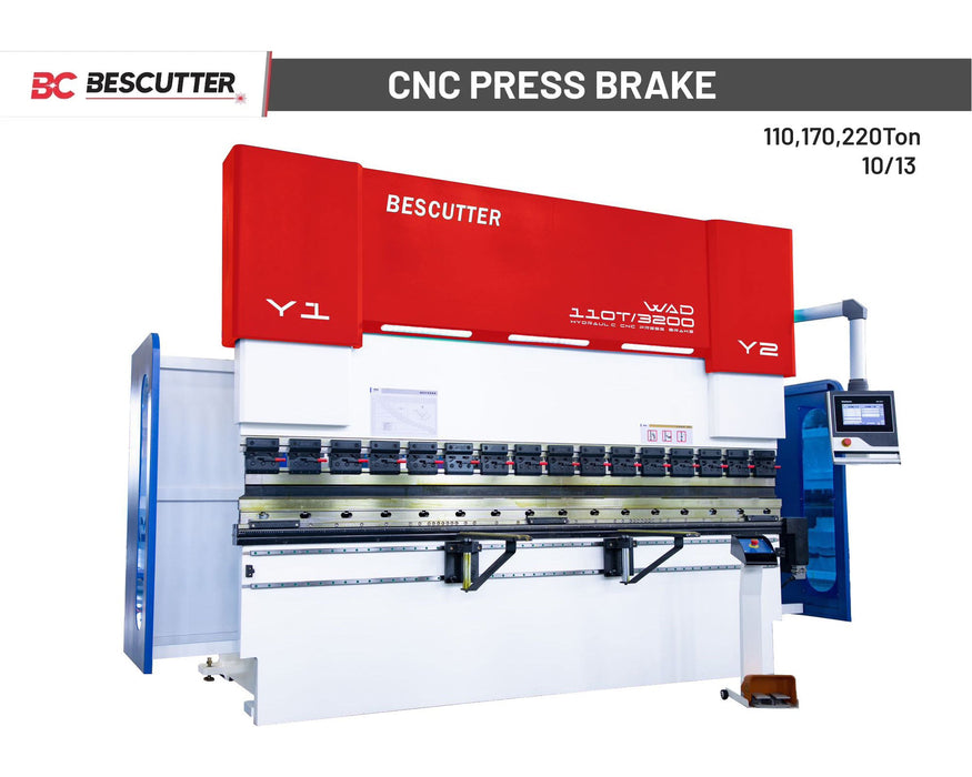 BesCutter Single Servo Motor 110,170,220 Ton 10/13 FT Delem DA 53T CNC Press Brake