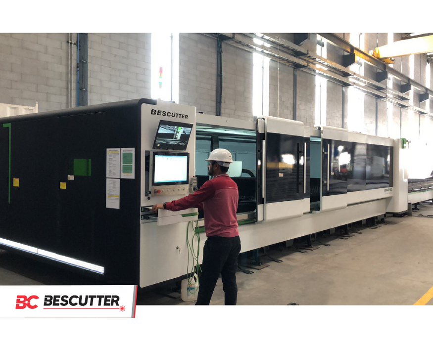 BesCutter Mach Speed 6-15KW 5'x10' IPG Fiber Laser Cutter Fully Enclosed with Hydraulic Shuttle Table - BesCutter Laser Cutters and Engravers