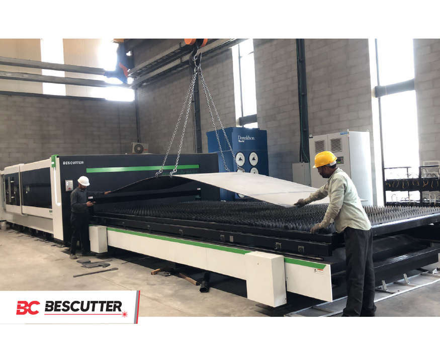 BesCutter Mach Speed 6-15KW 5'x10' IPG Fiber Laser Cutter Fully Enclosed with Hydraulic Shuttle Table - BesCutter Laser Cutters and Engravers